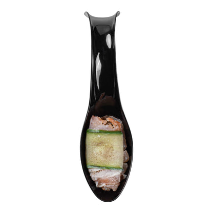 Mini Serve Black Plastic Stiletto Spoon - 5" x 1/2" x 1 1/4" - 100 count box