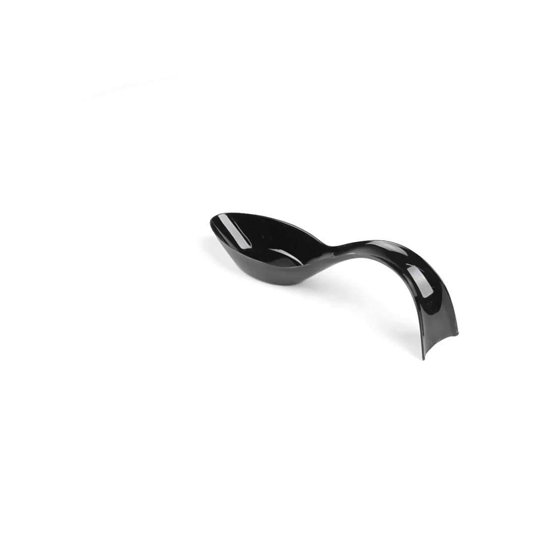 Mini Serve Black Plastic Stiletto Spoon - 5" x 1/2" x 1 1/4" - 100 count box
