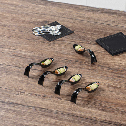 Mini Serve Black Plastic Stiletto Spoon - 5" x 1/2" x 1 1/4" - 100 count box