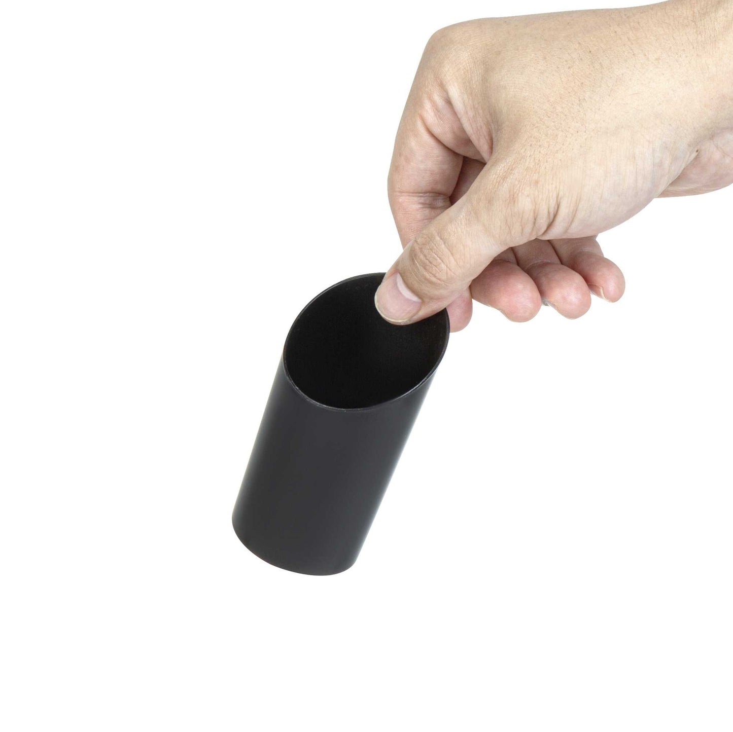 Mini Serve 3 oz Round Black Plastic Incline Shot Glass - 2" x 2" x 3 1/4" - 20 count box