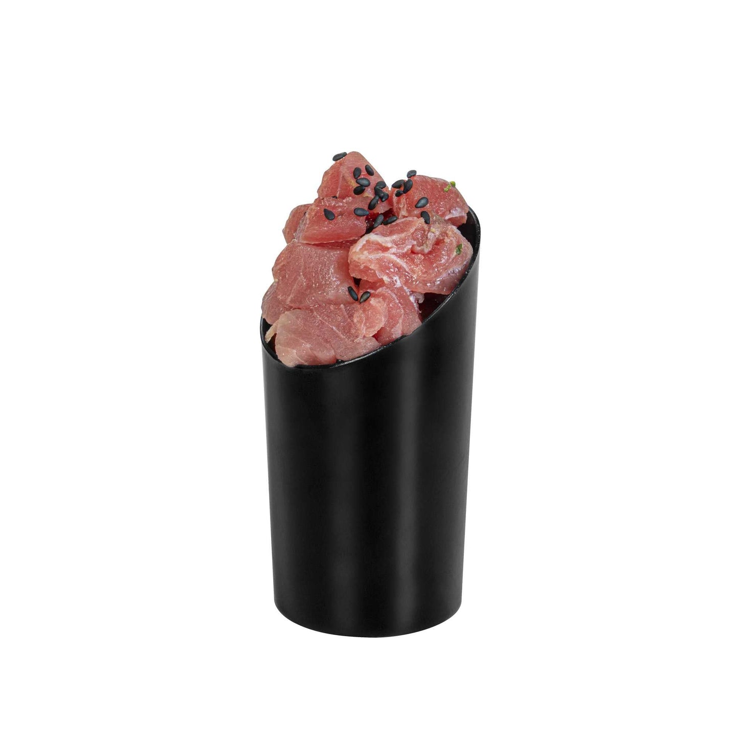 Mini Serve 3 oz Round Black Plastic Incline Shot Glass - 2" x 2" x 3 1/4" - 20 count box