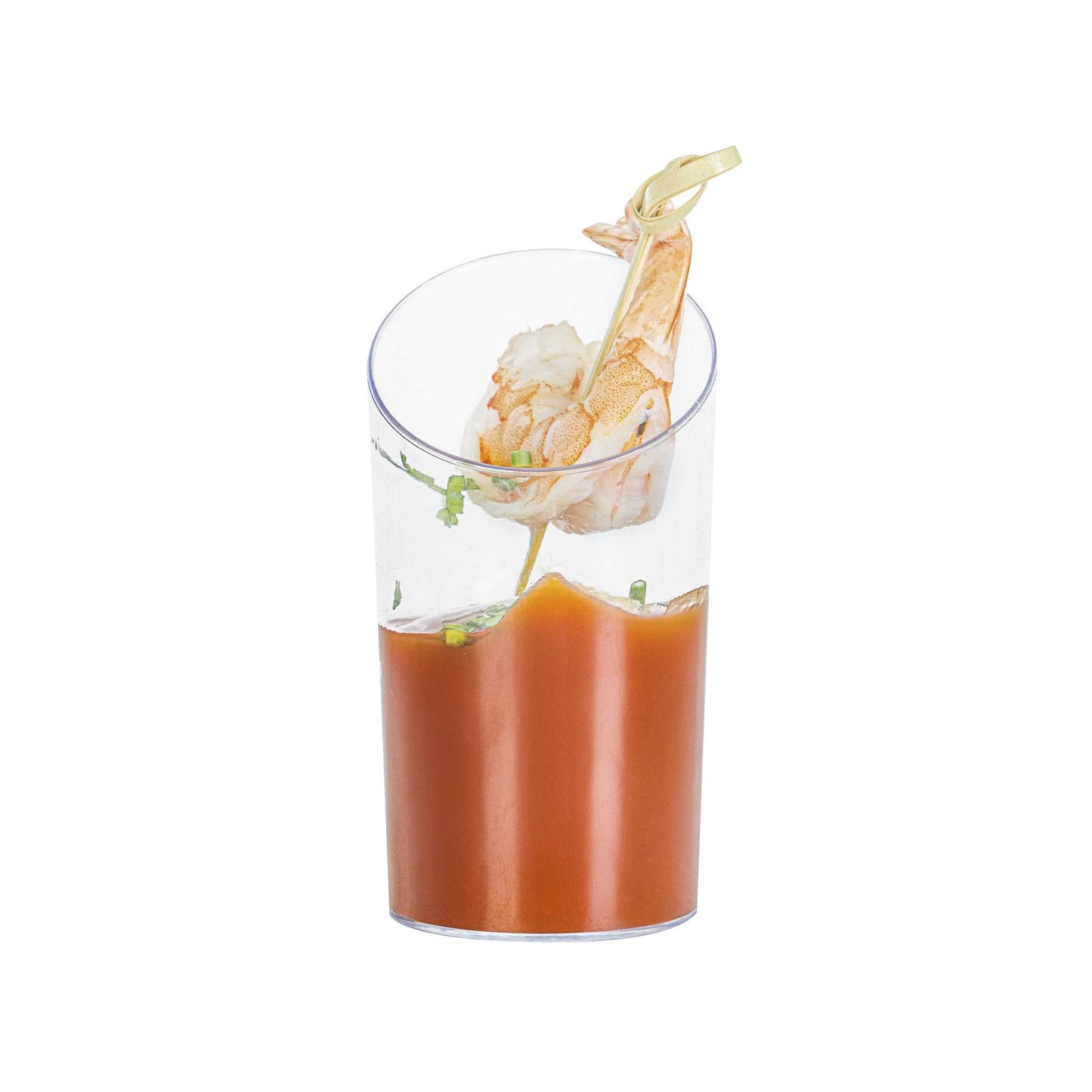 Mini Serve 3 oz Round Clear Plastic Incline Shot Glass - 2" x 2" x 3 1/4" - 20 count box