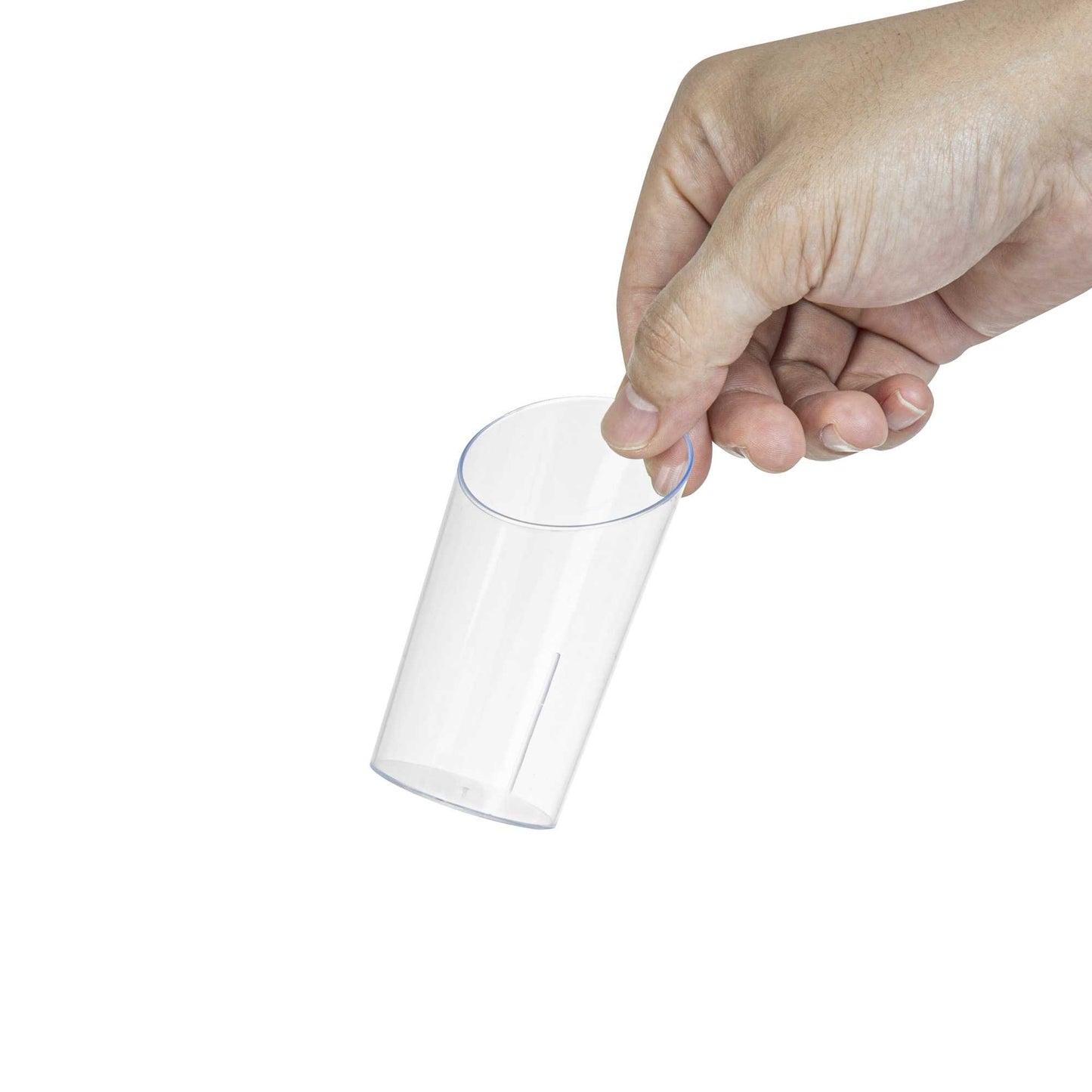 Mini Serve 3 oz Round Clear Plastic Incline Shot Glass - 2" x 2" x 3 1/4" - 100 count box