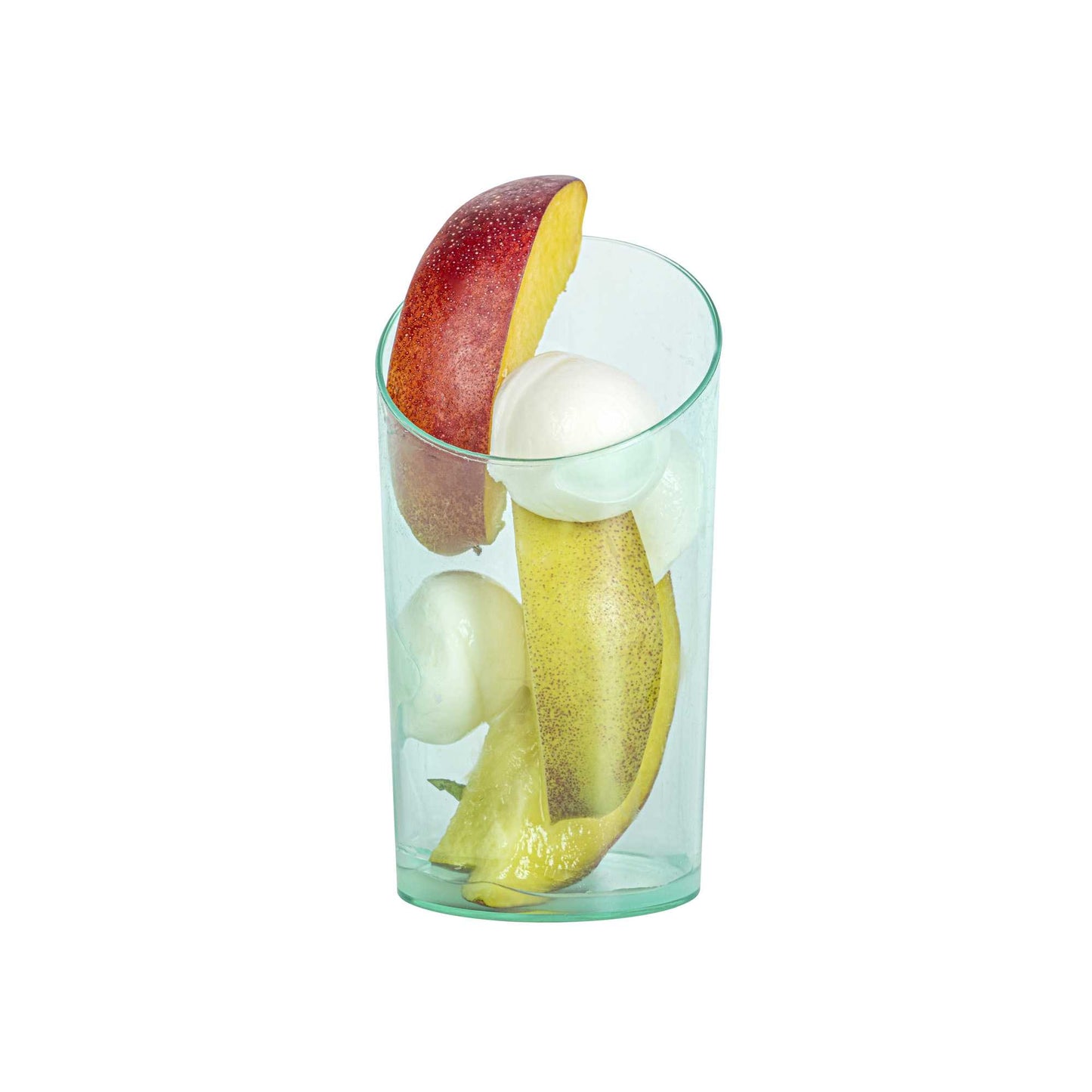 Mini Serve 3 oz Round Seagreen Plastic Incline Shot Glass - 2" x 2" x 3 1/4" - 20 count box