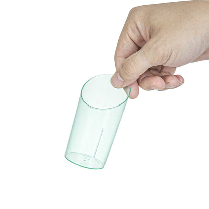 Mini Serve 3 oz Round Seagreen Plastic Incline Shot Glass - 2" x 2" x 3 1/4" - 100 count box