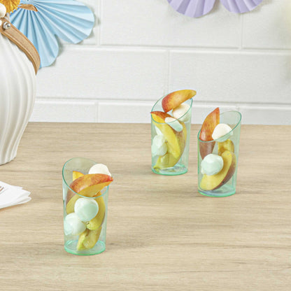 Mini Serve 3 oz Round Seagreen Plastic Incline Shot Glass - 2" x 2" x 3 1/4" - 100 count box