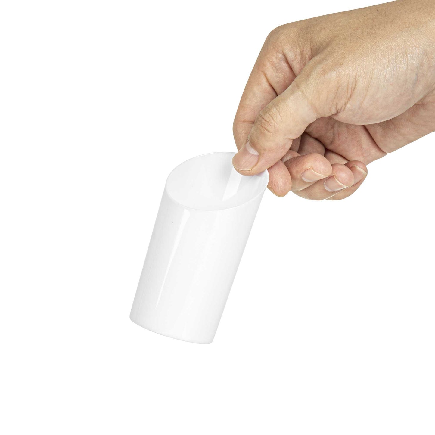 Mini Serve 3 oz Round White Plastic Incline Shot Glass - 2" x 2" x 3 1/4" - 20 count box