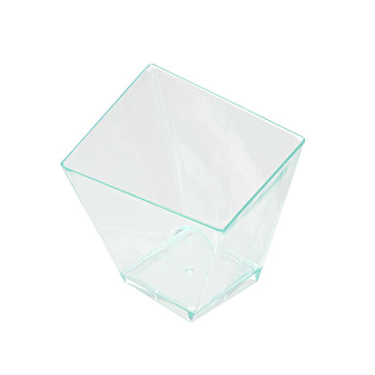 Mini Serve 2 oz Square Seagreen Plastic Girata Dessert Dish - 2" x 2" x 1 3/4" - 100 count box