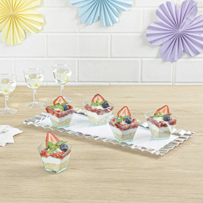 Mini Serve 2 oz Square Seagreen Plastic Girata Dessert Dish - 2" x 2" x 1 3/4" - 100 count box