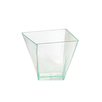 Mini Serve 2 oz Square Seagreen Plastic Girata Dessert Dish - 2" x 2" x 1 3/4" - 100 count box