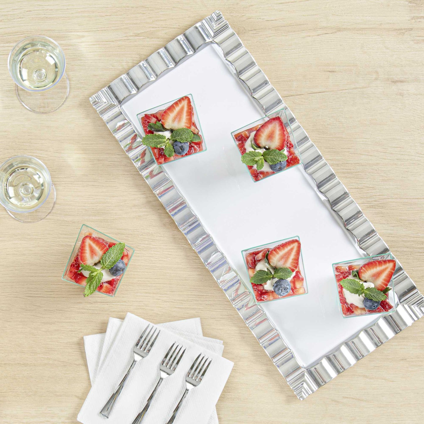Mini Serve 2 oz Square Seagreen Plastic Girata Dessert Dish - 2" x 2" x 1 3/4" - 100 count box