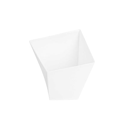 Mini Serve 2 oz Square White Plastic Girata Dessert Dish - 2" x 2" x 1 3/4" - 100 count box
