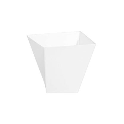Mini Serve 2 oz Square White Plastic Girata Dessert Dish - 2" x 2" x 1 3/4" - 100 count box