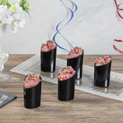 Mini Serve 3 oz Black Plastic Triangolo Shot Glass - 1 3/4" x 1 3/4" x 3" - 100 count box