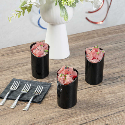 Mini Serve 3 oz Black Plastic Triangolo Shot Glass - 1 3/4" x 1 3/4" x 3" - 100 count box