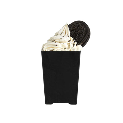Mini Serve 4 oz Square Black Plastic Tall Quadrato Cup - 2" x 2 3/4" x 2" - 100 count box