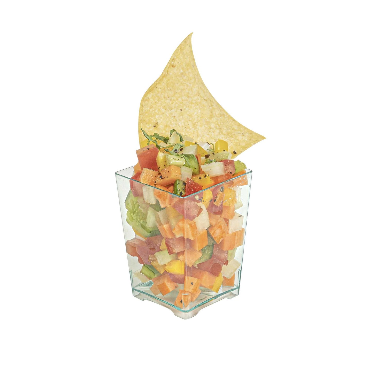 Mini Serve 4 oz Square Seagreen Plastic Tall Quadrato Cup - 2" x 2" x 2 3/4" - 100 count box