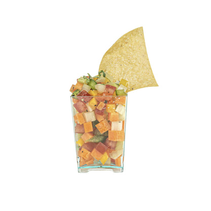 Mini Serve 4 oz Square Seagreen Plastic Tall Quadrato Cup - 2" x 2" x 2 3/4" - 100 count box