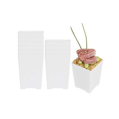 Mini Serve 4 oz Square White Plastic Tall Quadrato Cup - 2" x 2 3/4" x 2" - 100 count box