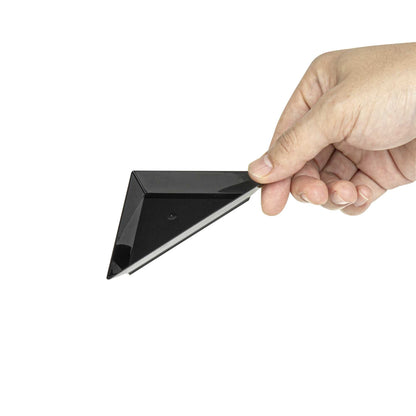 Mini Serve Black Plastic Mini Triangolo Appetizer Plate - 4" x 2" - 100 count box