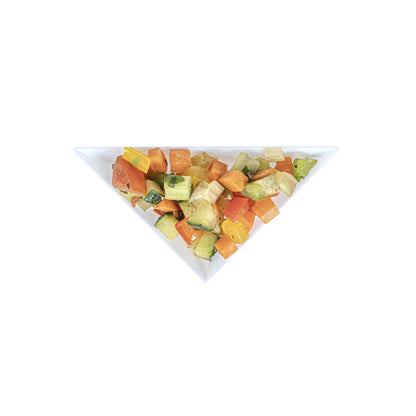 Mini Serve White Plastic Mini Triangolo Appetizer Plate - 4" x 2" - 100 count box