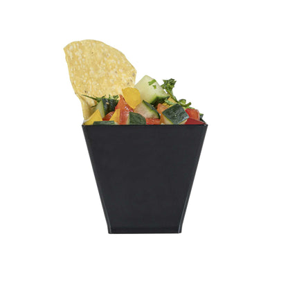 Mini Serve 2 oz Square Black Plastic Mini Kova Cup - 2" x 2" x 1 3/4" - 20 count box