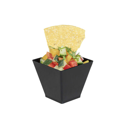 Mini Serve 2 oz Square Black Plastic Mini Kova Cup - 2" x 2" x 1 3/4" - 20 count box