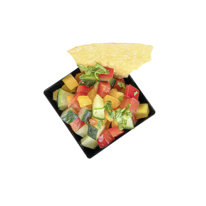 Mini Serve 2 oz Square Black Plastic Mini Kova Cup - 2" x 2" x 1 3/4" - 20 count box
