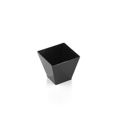 Mini Serve 2 oz Square Black Plastic Mini Kova Cup - 2" x 2" x 1 3/4" - 20 count box