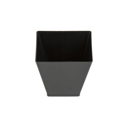 Mini Serve 2 oz Square Black Plastic Mini Kova Cup - 2" x 2" x 1 3/4" - 20 count box