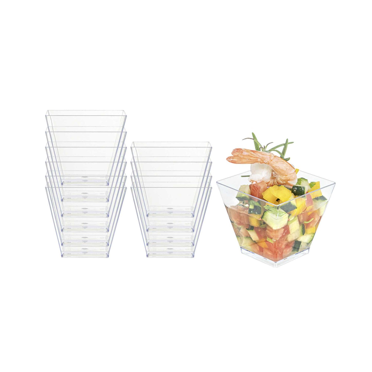 Mini Serve 2 oz Square Clear Plastic Mini Kova Cup - 2" x 2" x 1 3/4" - 20 count box