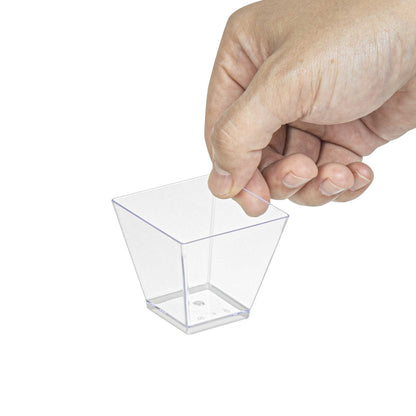 Mini Serve 2 oz Square Clear Plastic Mini Kova Cup - 2" x 2" x 1 3/4" - 20 count box
