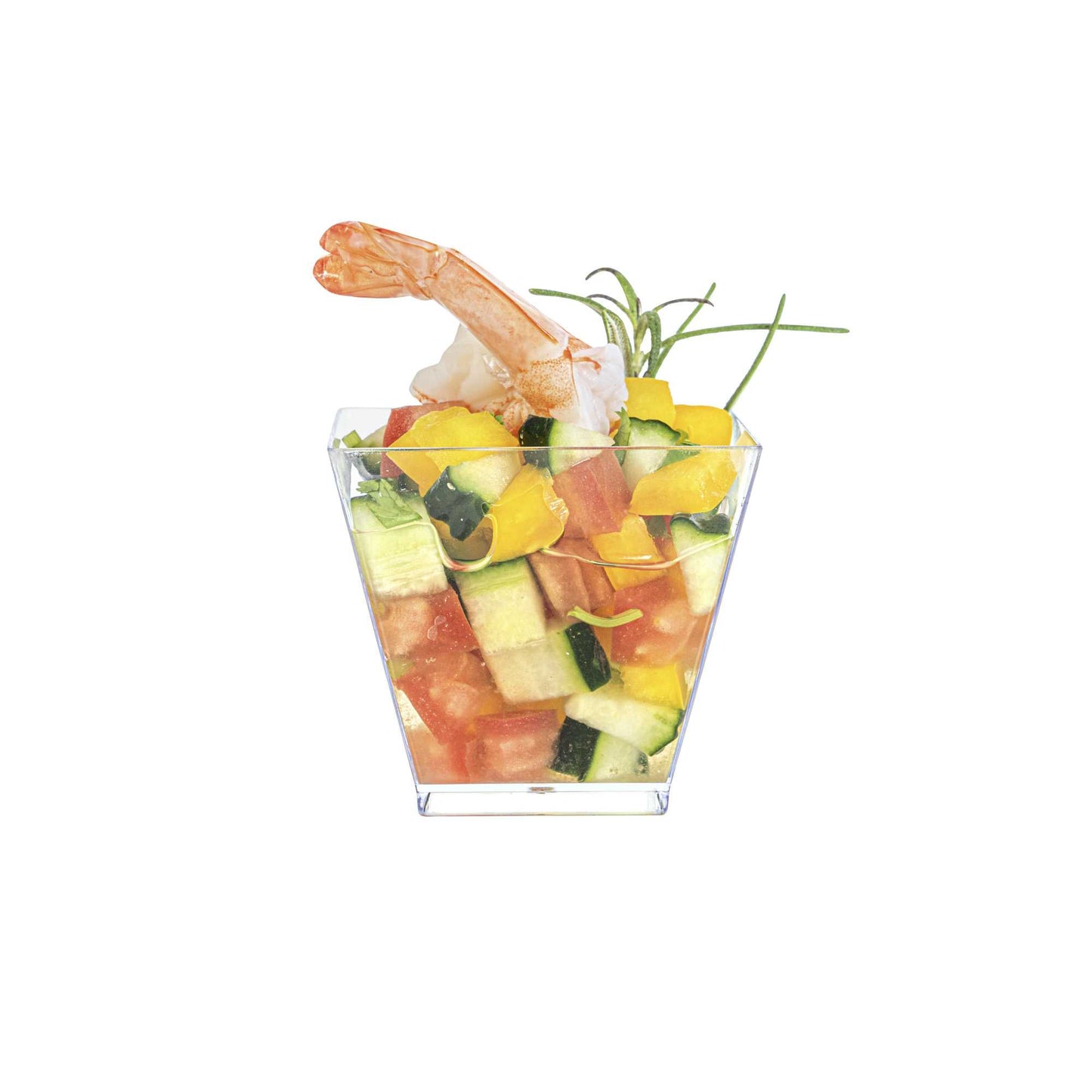 Mini Serve 2 oz Square Clear Plastic Mini Kova Cup - 2" x 2" x 1 3/4" - 20 count box