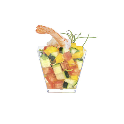 Mini Serve 2 oz Square Clear Plastic Mini Kova Cup - 2" x 2" x 1 3/4" - 20 count box