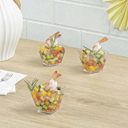Mini Serve 2 oz Square Clear Plastic Mini Kova Cup - 2" x 2" x 1 3/4" - 20 count box