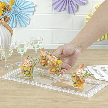 Mini Serve 2 oz Square Clear Plastic Mini Kova Cup - 2" x 2" x 1 3/4" - 20 count box