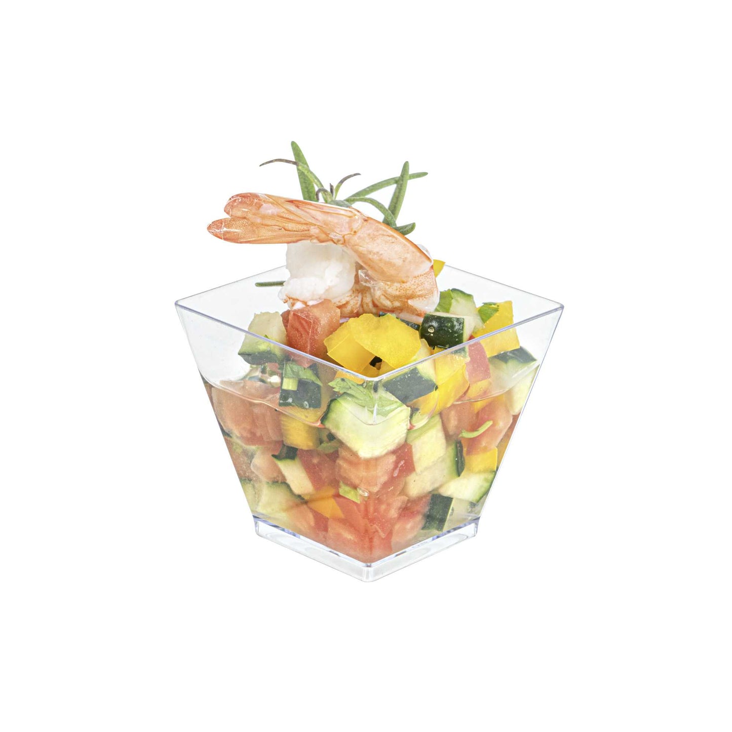Mini Serve 2 oz Square Clear Plastic Mini Kova Cup - 2" x 2" x 1 3/4" - 300 count box