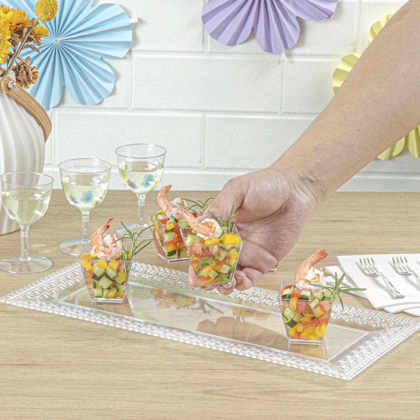 Mini Serve 2 oz Square Clear Plastic Mini Kova Cup - 2" x 2" x 1 3/4" - 300 count box
