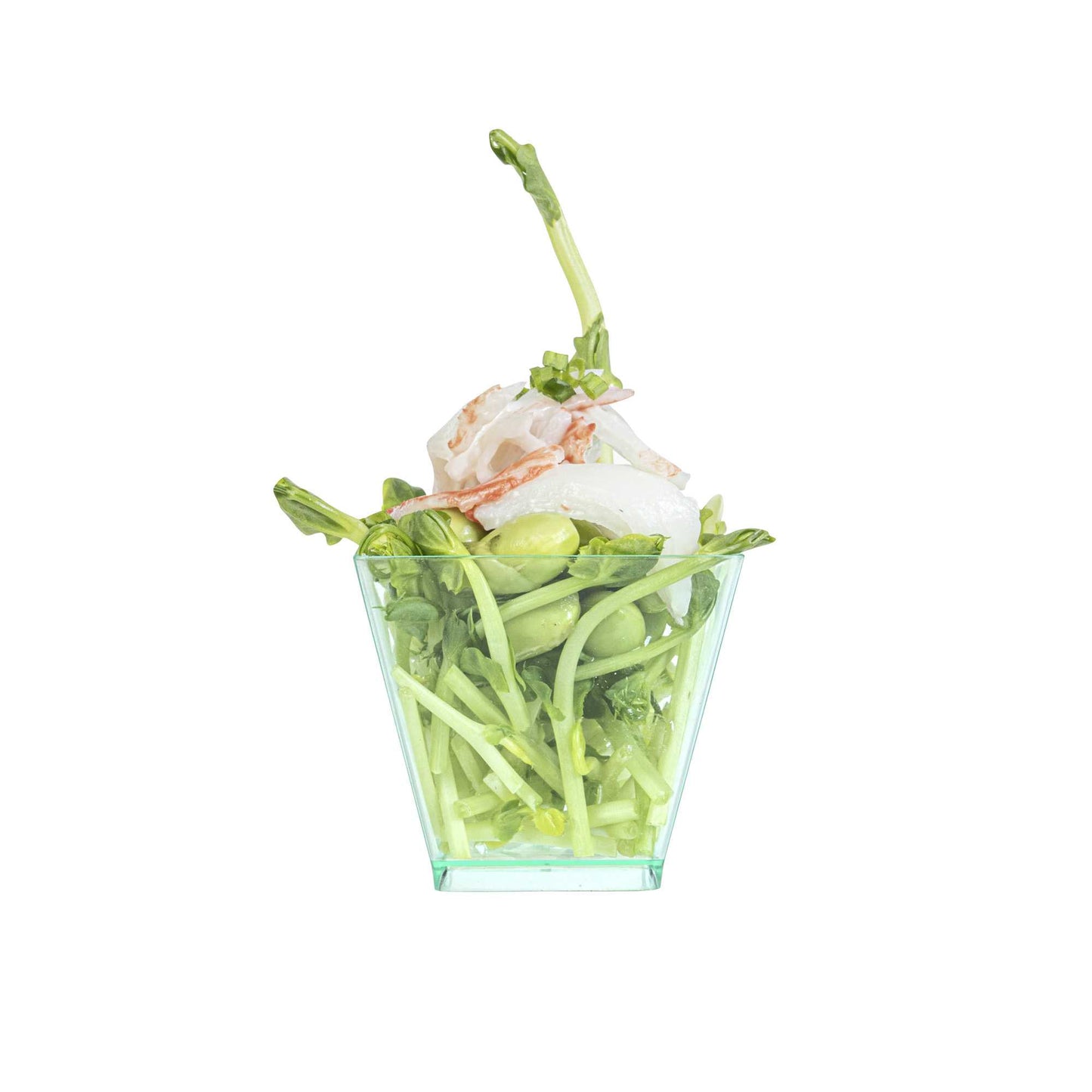 Mini Serve 2 oz Square Seagreen Plastic Mini Kova Cup - 2" x 2" x 1 3/4" - 20 count box