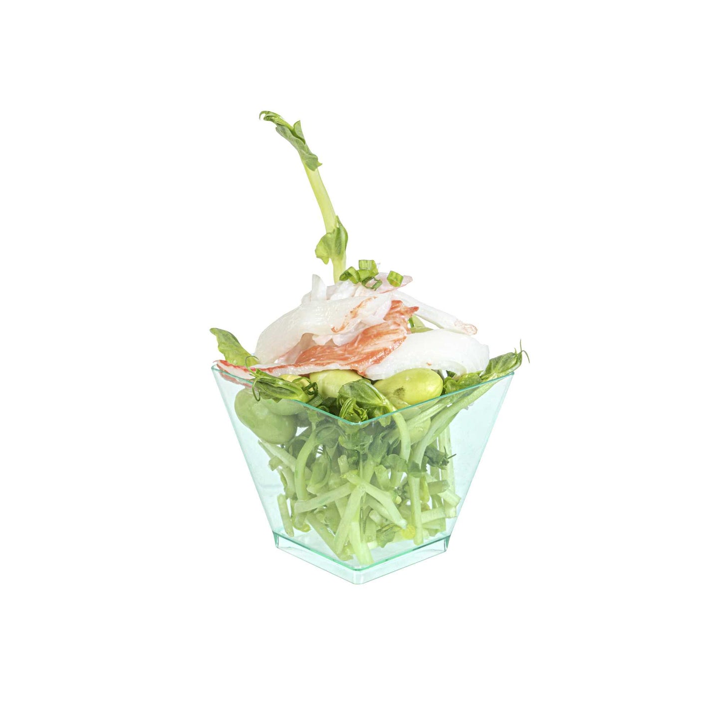 Mini Serve 2 oz Square Seagreen Plastic Mini Kova Cup - 2" x 2" x 1 3/4" - 20 count box