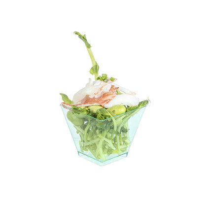 Mini Serve 2 oz Square Seagreen Plastic Mini Kova Cup - 2" x 2" x 1 3/4" - 20 count box