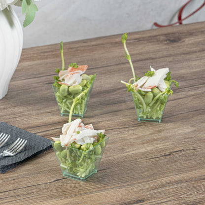 Mini Serve 2 oz Square Seagreen Plastic Mini Kova Cup - 2" x 2" x 1 3/4" - 20 count box