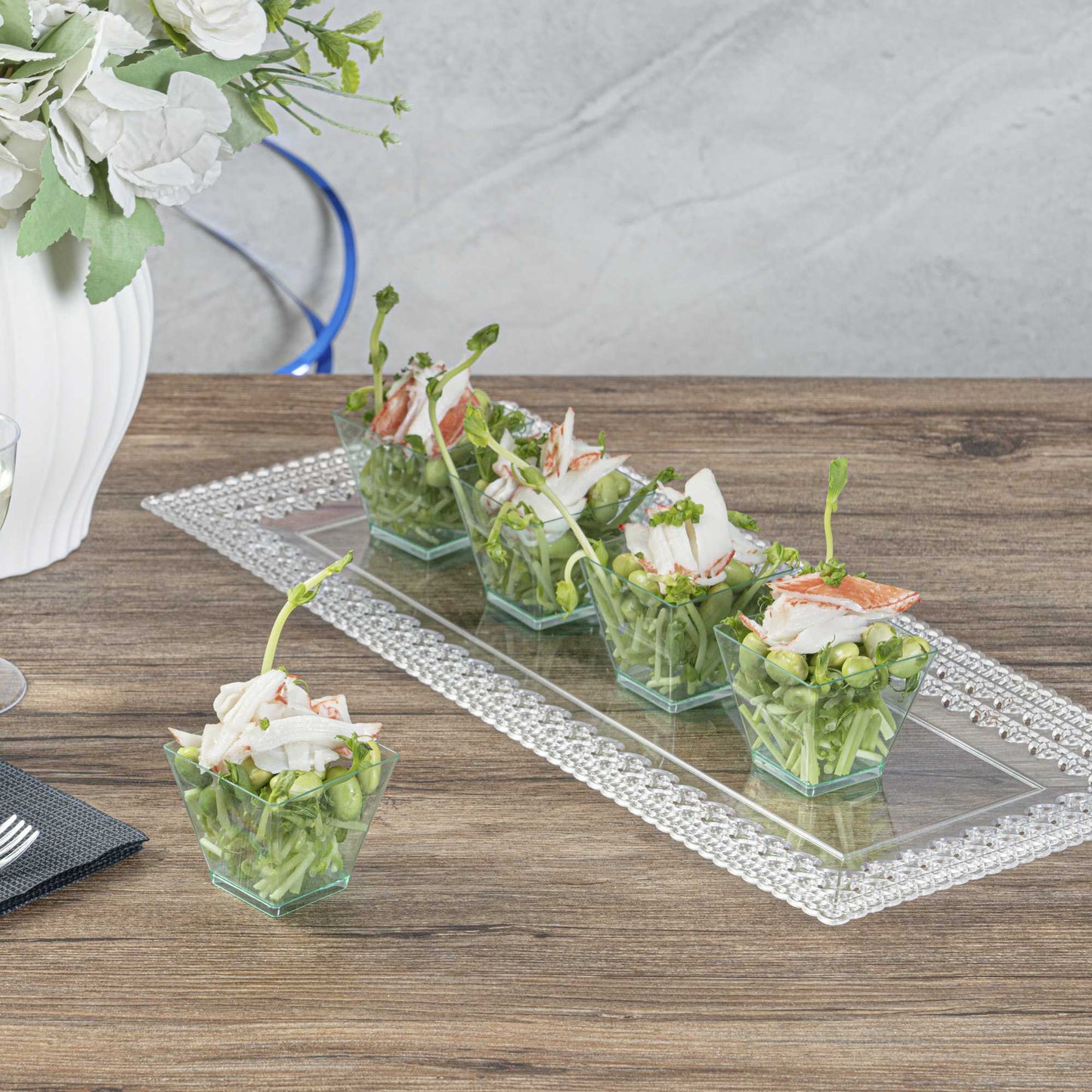 Mini Serve 2 oz Square Seagreen Plastic Mini Kova Cup - 2" x 2" x 1 3/4" - 100 count box