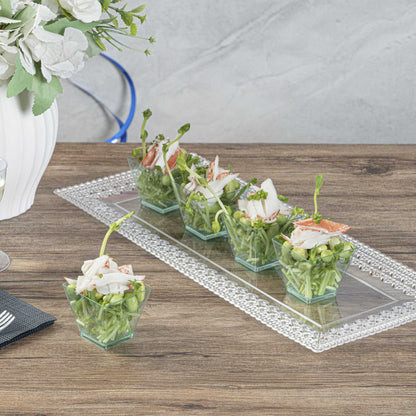 Mini Serve 2 oz Square Seagreen Plastic Mini Kova Cup - 2" x 2" x 1 3/4" - 100 count box