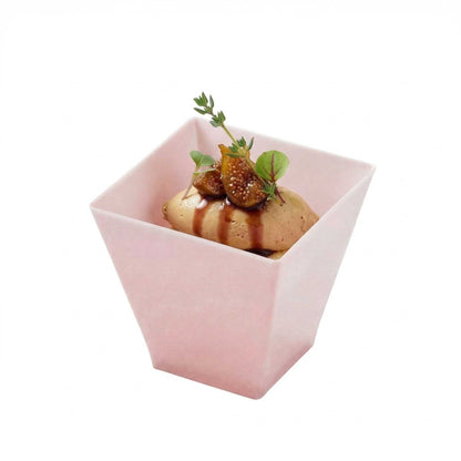 Mini Serve 2 oz Square Powder Pink Plastic Mini Kova Cup - Limited Edition - 2" x 2" x 1 3/4" - 100 count box