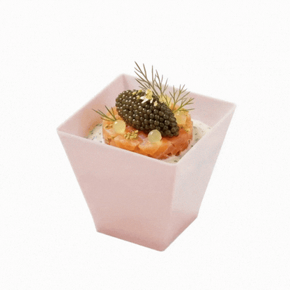 Mini Serve 2 oz Square Powder Pink Plastic Mini Kova Cup - Limited Edition - 2" x 2" x 1 3/4" - 100 count box