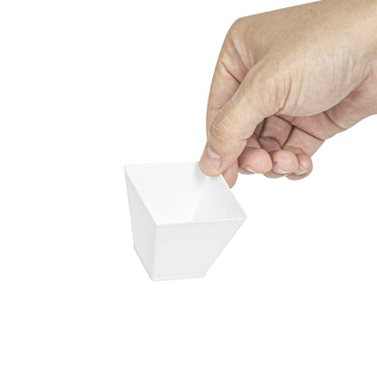 Mini Serve 2 oz Square White Plastic Mini Kova Cup - 2" x 2" x 1 3/4" - 20 count box
