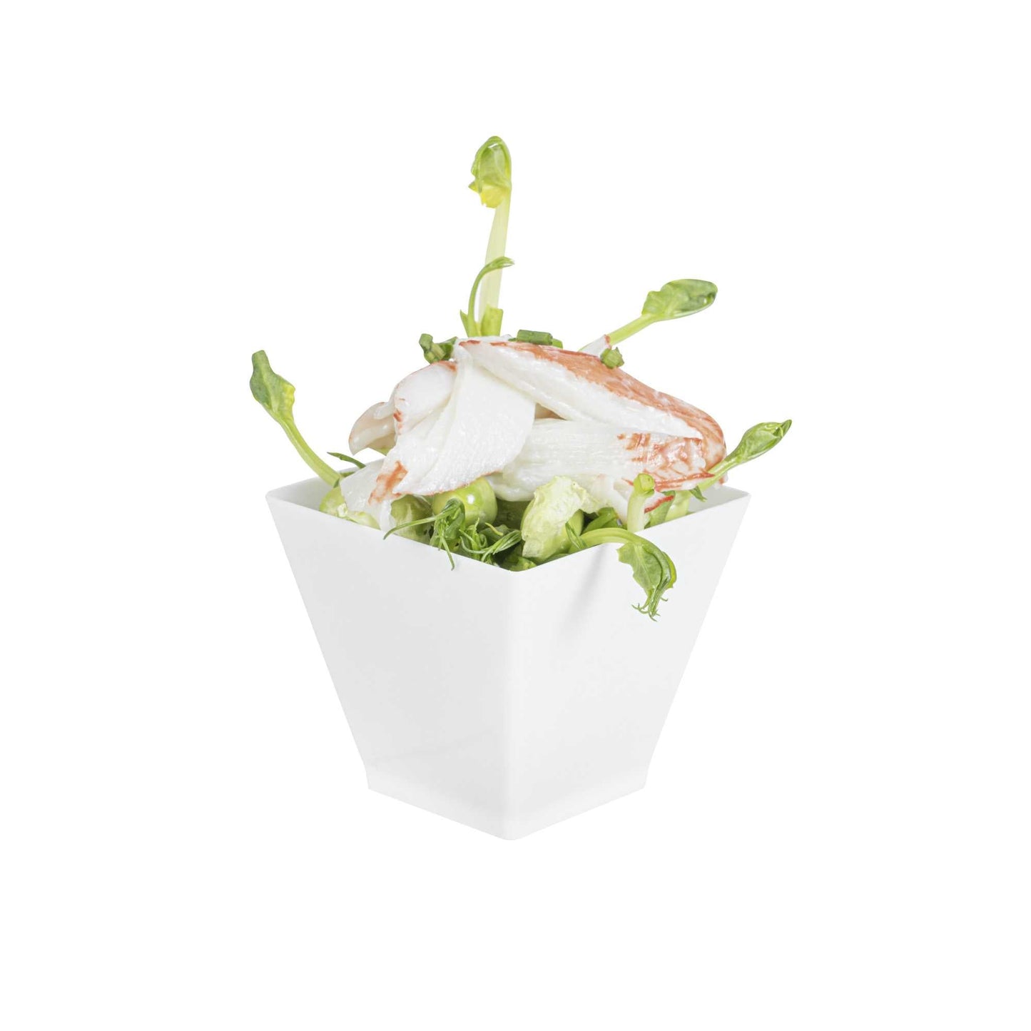 Mini Serve 2 oz Square White Plastic Mini Kova Cup - 2" x 2" x 1 3/4" - 20 count box