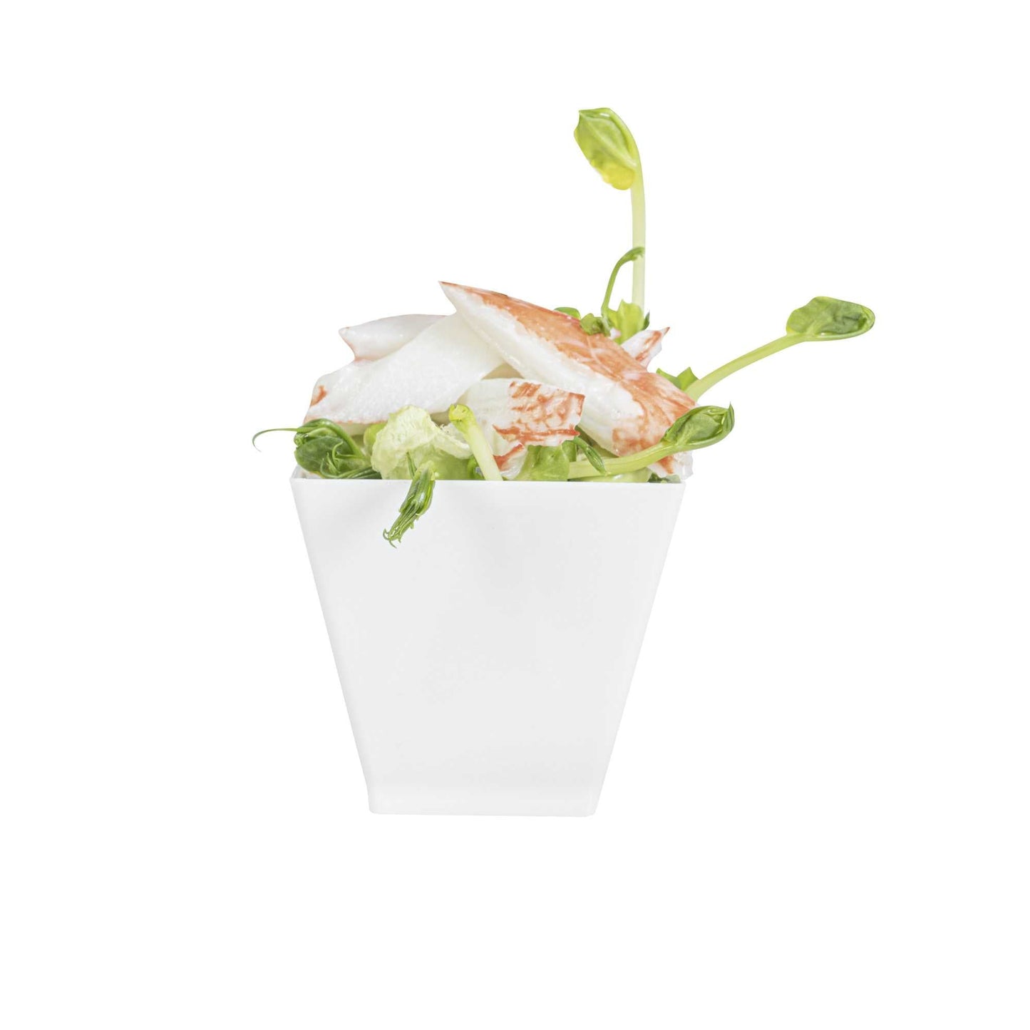 Mini Serve 2 oz Square White Plastic Mini Kova Cup - 2" x 2" x 1 3/4" - 100 count box