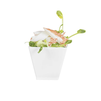 Mini Serve 2 oz Square White Plastic Mini Kova Cup - 2" x 2" x 1 3/4" - 100 count box